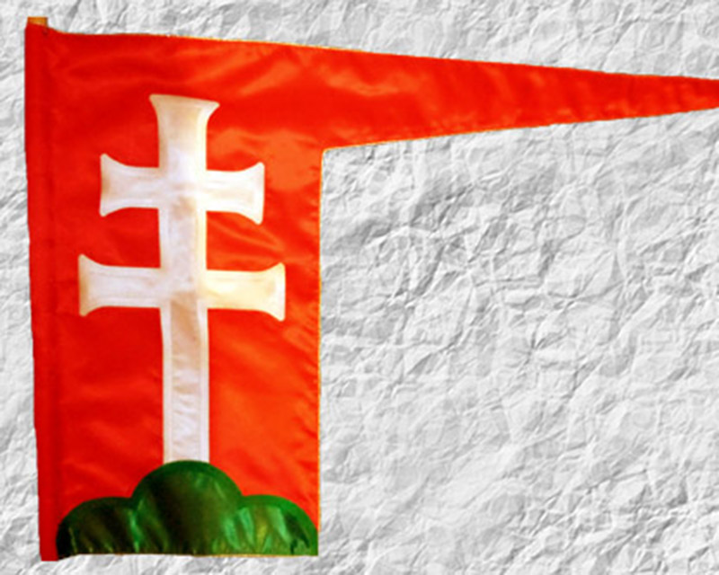 Árpád-házi hímzett zászló, beltéri selyem, történelmi zászló