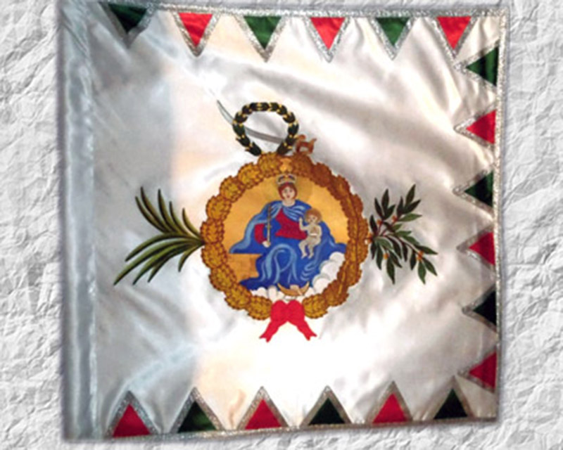 Honvéd lovassági zászló, 1849, első oldal, hímzett selyem